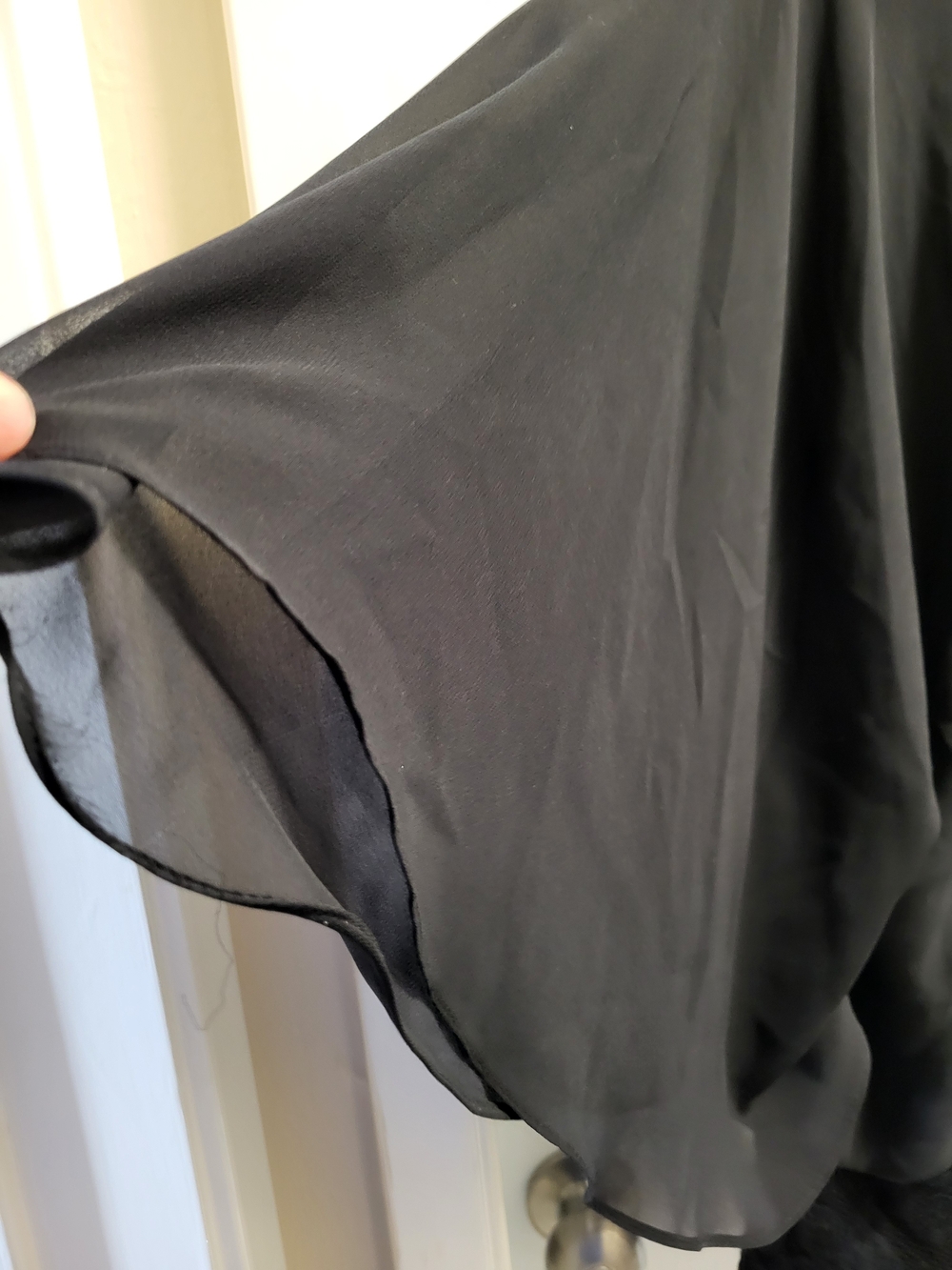 MSK Black Chiffon Overlay Top with Lace Hem Womens Plus 1X - Picture 4 of 7